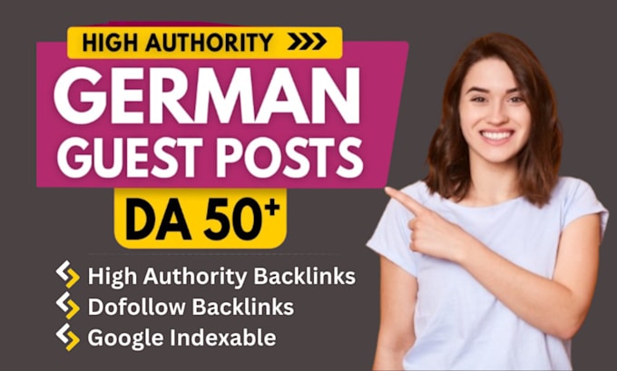 Gig Preview - Do high da dofollow german guest post seo backlinks building for google ranking