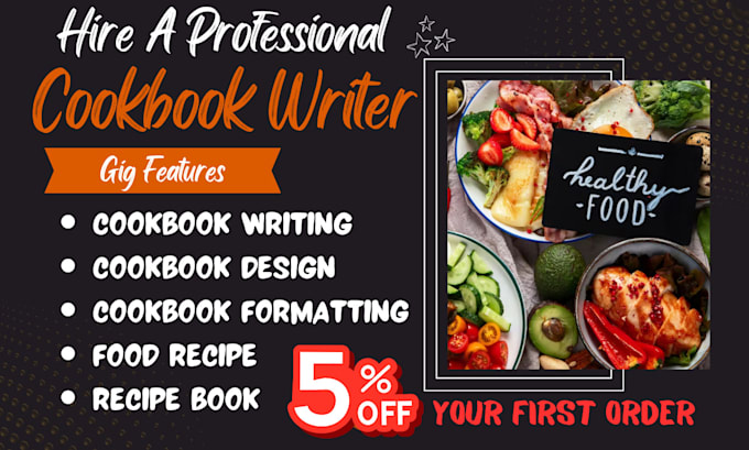 Gig Preview - Write and design cookbook, recipe book, cookbook formatting, food recipe ebook