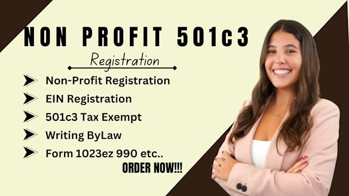 Gig Preview - Do nonprofit registration 501c3 tax exempt ein bylaw 990 1023 irs compliance