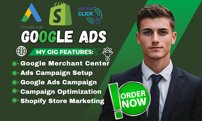 Gig Preview - Setup shopify google ads marketing, search ads campaign, ppc shopping ads