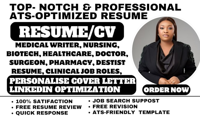 Bestseller - write professional medical writer, healthcare, nursing, pharmacy, biotech resume