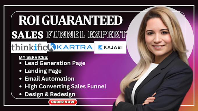 Gig Preview - Design roi guaranteed sales funnel kajabi clickfunnels buiderall katra funnel