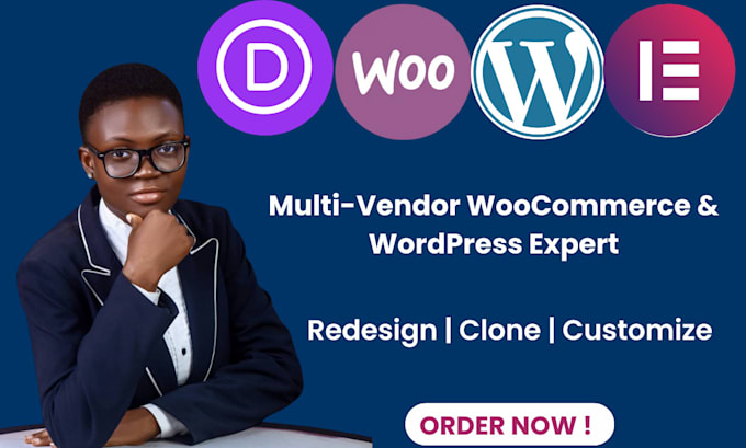 Gig Preview - Create wordpress woocommerce divi multi vendor landing page ecommerce website