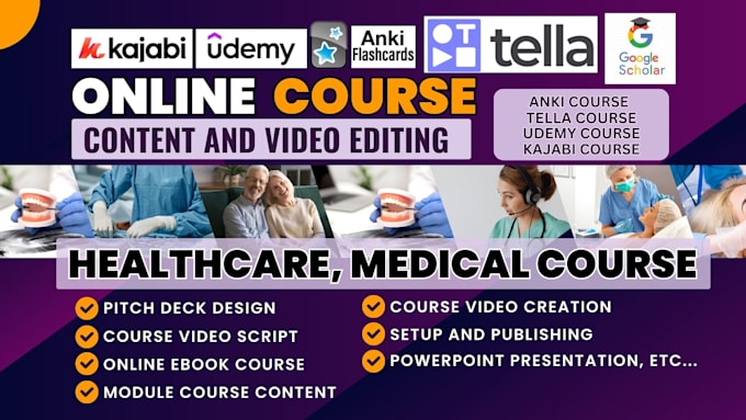 Bestseller - do online course creation medical ebook course video editing tella udemy kajabi