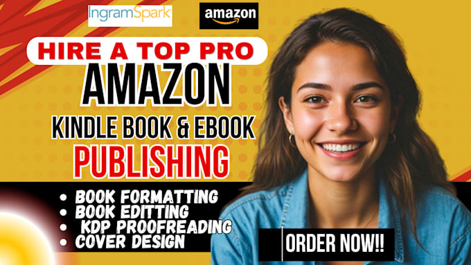 Gig Preview - Do amazon kdp book publishing kindle publishing self publishing book marketing