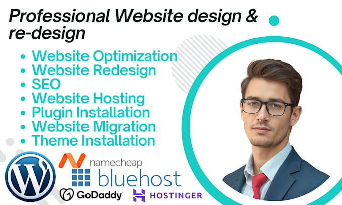 Gig Preview - Design responsive wordpress website on hostinger namecheap bluehost website