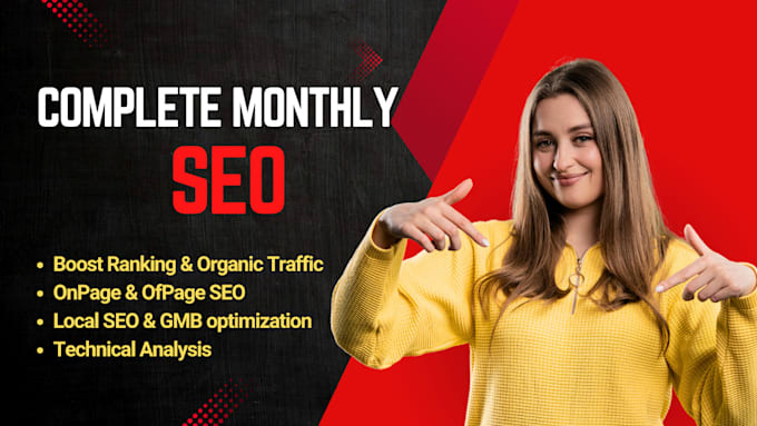 Gig Preview - Do complete monthly SEO with onpage, technical optimization for google rankings