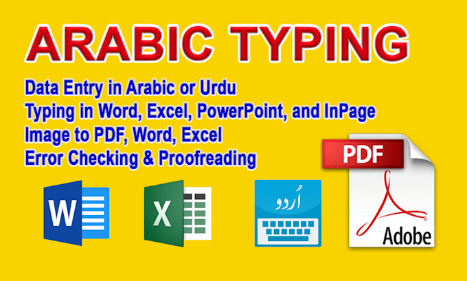 Gig Preview - Do arabic typing and data entry in word, excel, power point etc