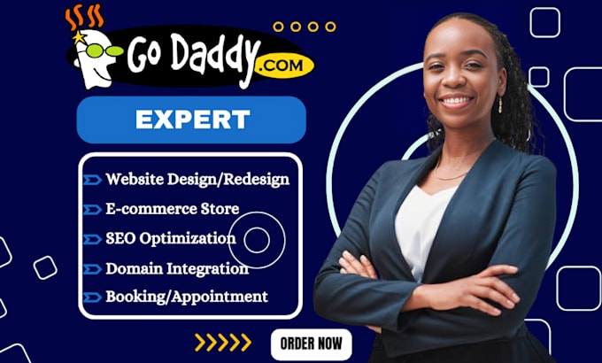 Gig Preview - Design godaddy website design, godaddy website redesign, godaddy landing page