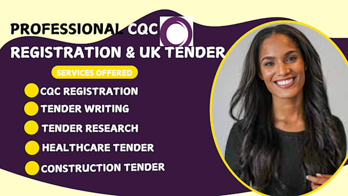 Gig Preview - Cqc registration win healthcare tender cleaning tender construction UK tender