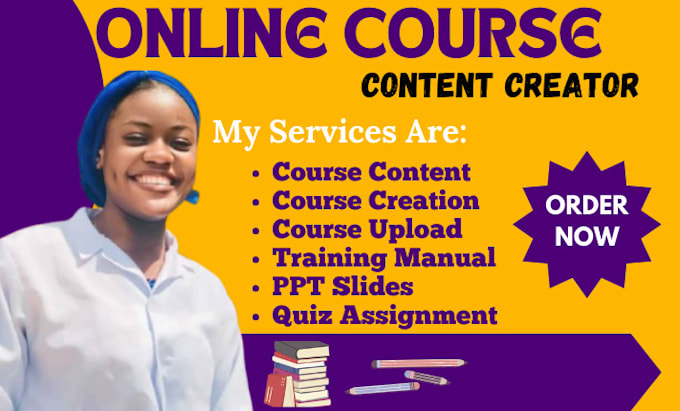 Gig Preview - Do online course creation training manual course curriculum course content PPT