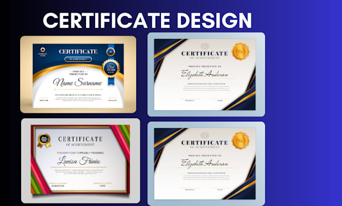 Gig Preview - Design professional certificate award certificate diploma certificate