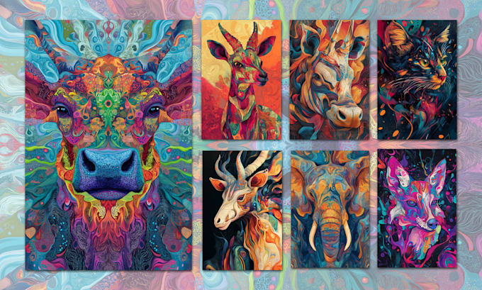 Gig Preview - Create custom vibrant animal abstract art with mid journey