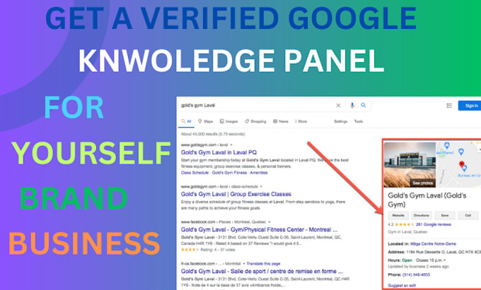 Gig Preview - Create a google knowledge panel, verified panel, knowledge panel, gmb