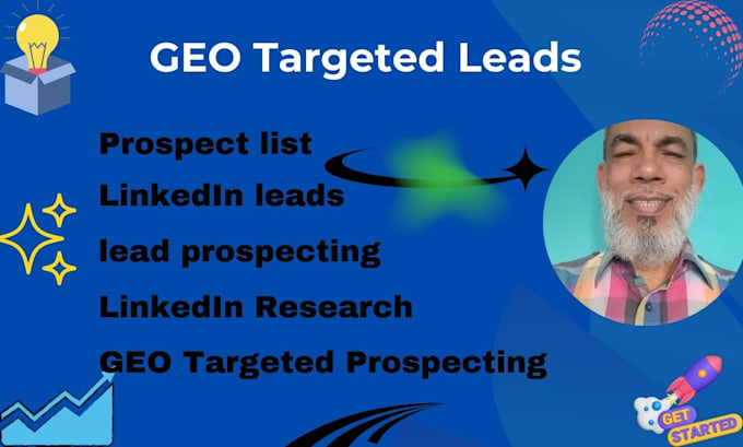 Gig Preview - Do GEO targeted lead, prospect list, linkedin lead research, lead prospecting