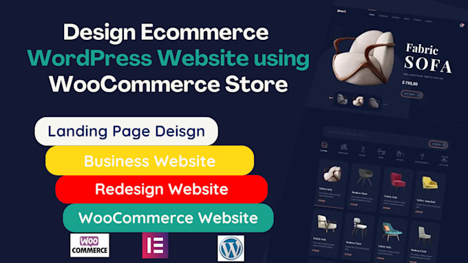 Gig Preview - Create woocommerce website design, wordpress landing page, ecommerce website