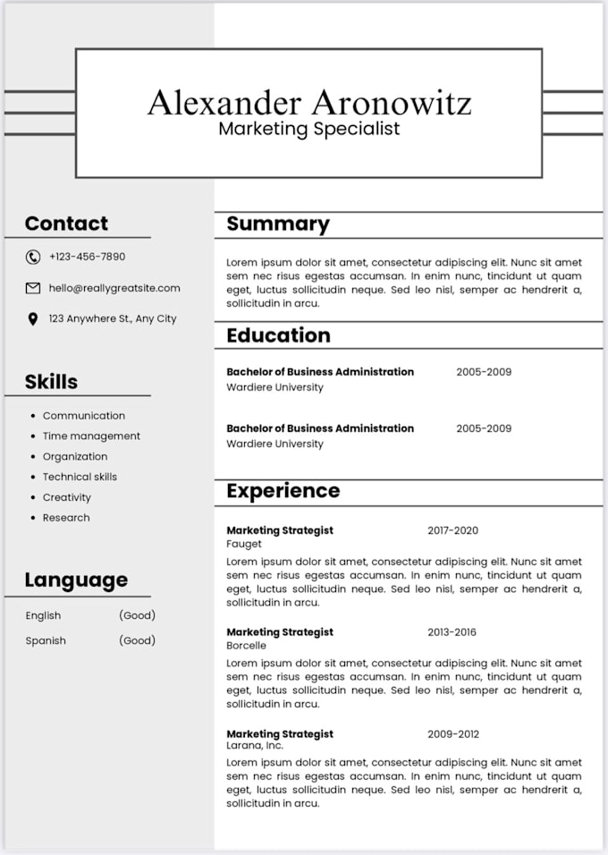 Gig Preview - Create  CV and resume