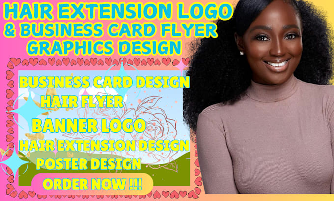 Gig Preview - Design hair extension logo, business card flyer, brochure, poster, banner design