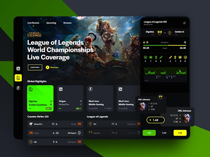 Bestseller - develop igaming website, esport,tournament website,fantasy sport app android,IOS