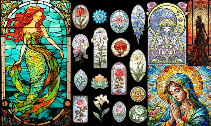 Bestseller - draw amazing fantasy stained glass art digital illustration for your character