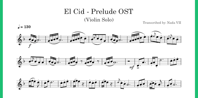 Gig Preview - Transcribe songs into solo violin sheet music