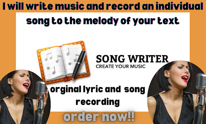 Gig Preview - Write music and record an individual song to the melody of your text