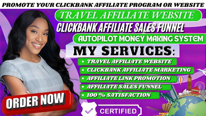 Gig Preview - Setup travel affiliate website sales funnel, clickbank affiliate marketing setup