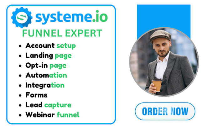 Gig Preview - Do sales funnel in systeme io, landing page, systeme io website, automation