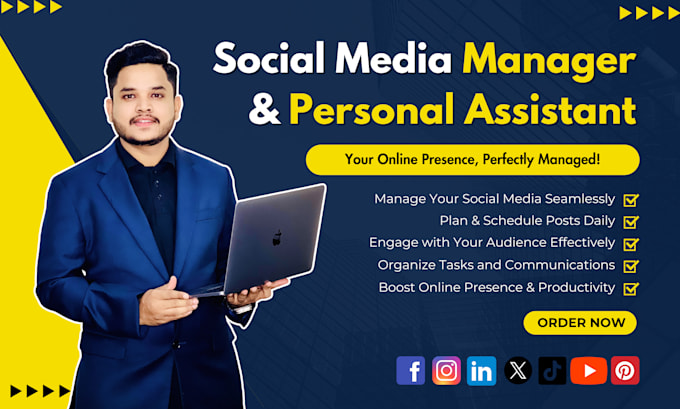 Gig Preview - Social media manager and personal assistant