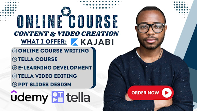 Gig Preview - Write online course content, tella course, ppt slide, create, edit tella video