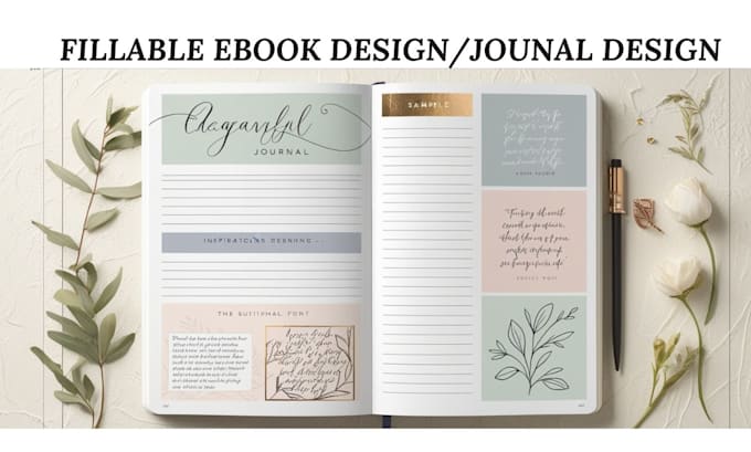 Gig Preview - Design journal, planner, workbook design lead magnet ebook create fillable PDF