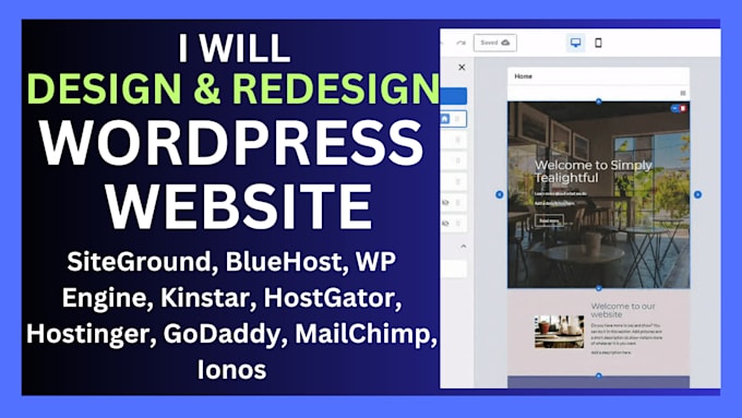 Gig Preview - Do wordpress website, godaddy website design bluehost, siteground, hostinger