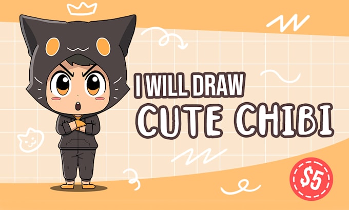 Bestseller - draw custom chibi anime illustrations in 5 dollar