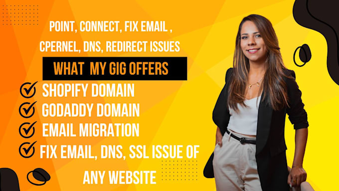 Gig Preview - Fix email connect domain or subdomain transfer domain  shopify wix godaddy ionos