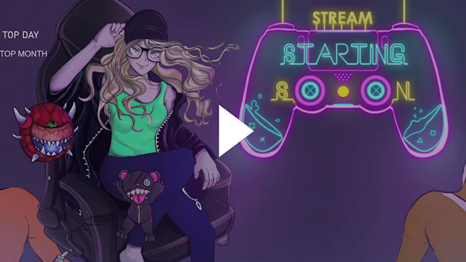 Gig Preview - Create animated starting soon screen, brb, offline for twitch, youtube, kick