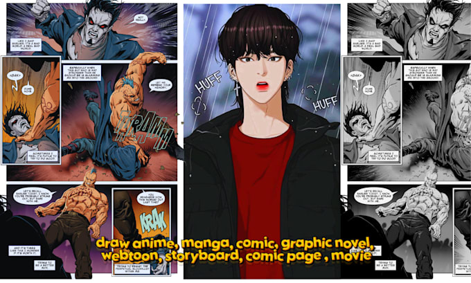 Gig Preview - Draw comic book page, webtoon graphic novel, anime manga page, storyboard