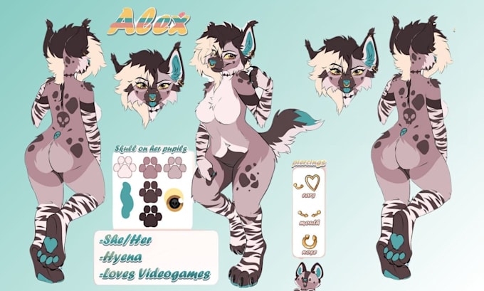 Bestseller - draw furry reference sheet furry character fursona furry art oc, furry ref sheet