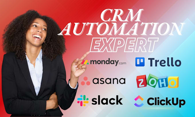 Gig Preview - Setup workflow, integrate monday crm, clickup, trello, asana, slack, zoho crm