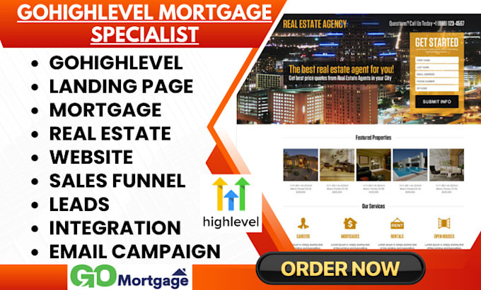 Gig Preview - Setup gohighlevel landing page mortgage real estate  website sales funnel leads