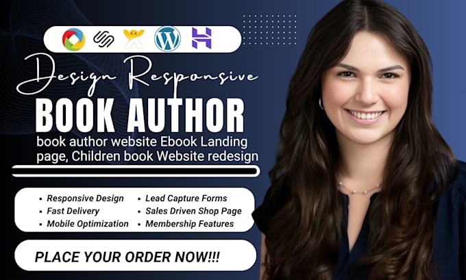 Gig Preview - Design or redesign book author website ebook landing page, children book website