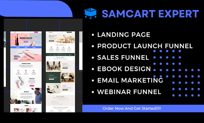 Gig Preview - Samcart landing page, samcart sales funnel, webflow website, ebook marketing