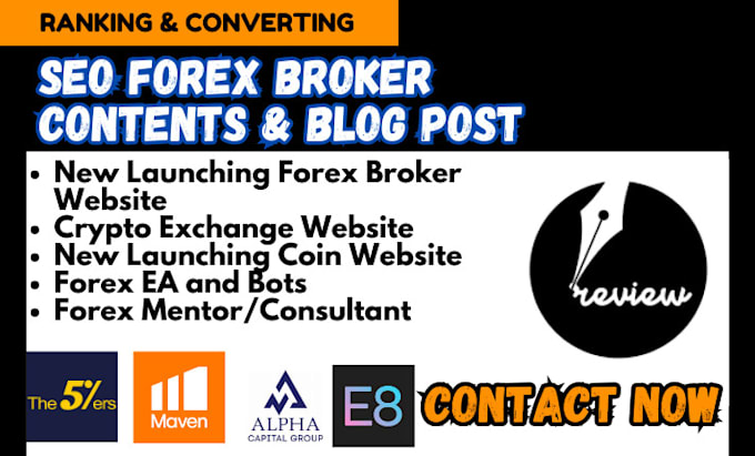 Gig Preview - Write ranking forex broker seo content forex website blog post article