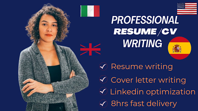 Gig Preview - Write professional resume, CV or cover letter in english german french chinese