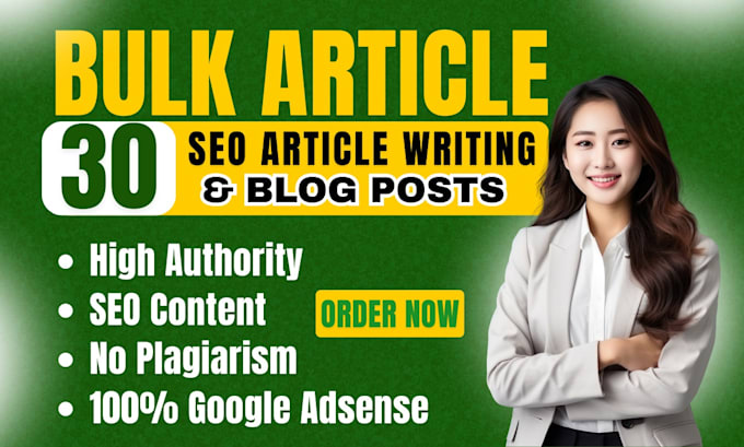 Bestseller - write 30 seo articles for google adsense approval