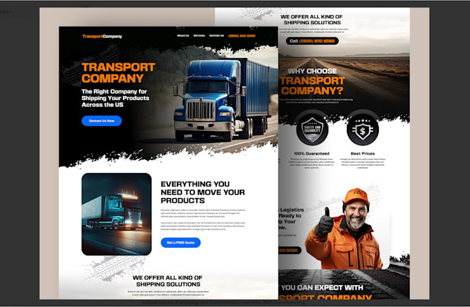 Gig Preview - Design logistics website, trucking transportation, cargo website dispatch websit