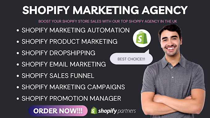 Gig Preview - Do shopify dropshipping promotion boost shopify sales shopify marketing manager