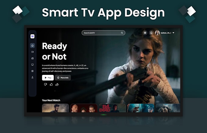 Gig Preview - Do design an android tv dashboard, smart tv app, apple tv app, or admin panel