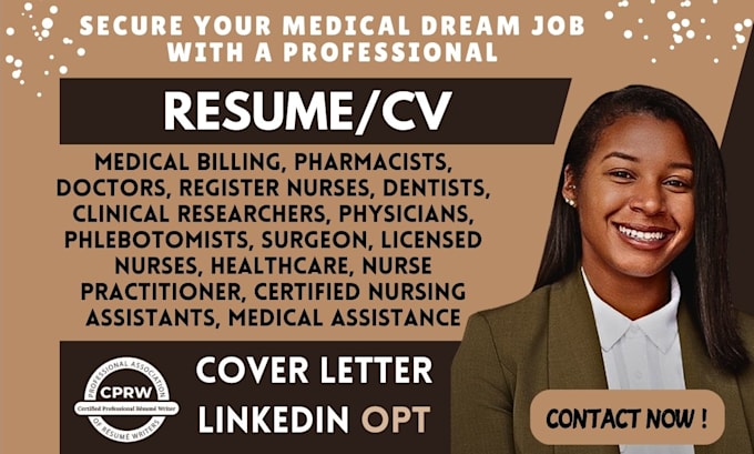 Bestseller - deliver professional medical resume for physicians, surgeons, cna, healthcare CV