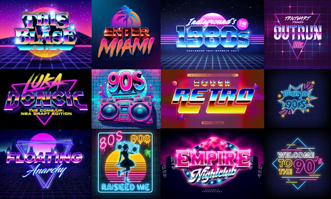 Gig Preview - Do 70 s 80s 90s retro vintage neon effects synthwave, intro video of your logo