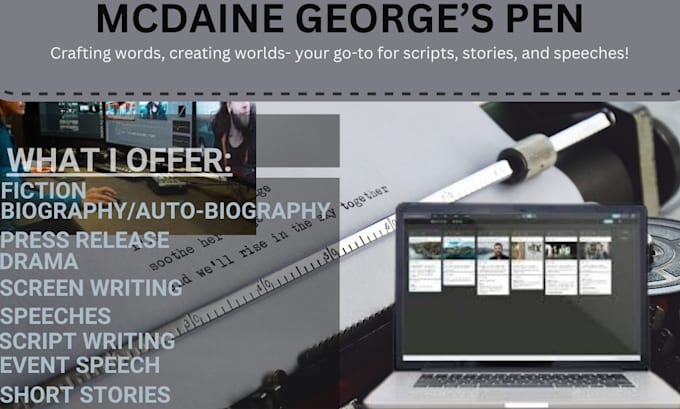 Gig Preview - Do pro writing services for event speeches, podcast writing, biography, drama